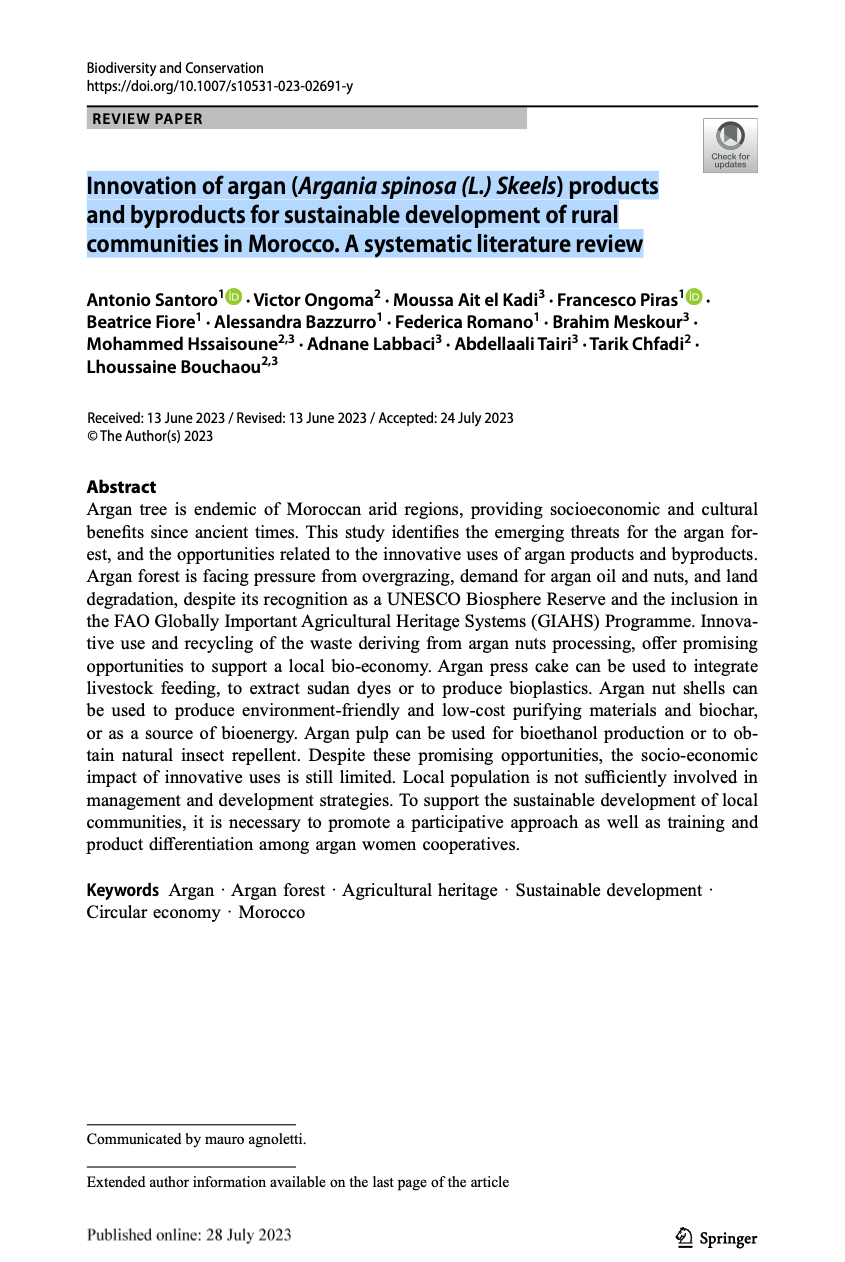 Innovation of argan (Argania spinosa (L.) Skeels) products and byproducts for sustainable development of rural communities in Morocco. A systematic literature review